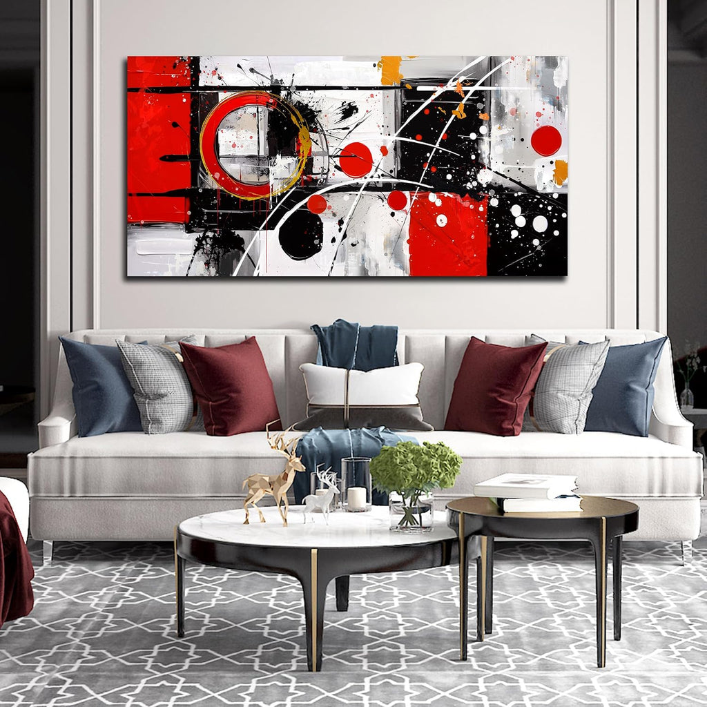 Alsingbago Large Abstract Canvas Wall Art for Living Room Bedroom Home Office Red Grey Black Abstract Canvas Prints Modern Wall Decor Ready to Hang Size 30x60