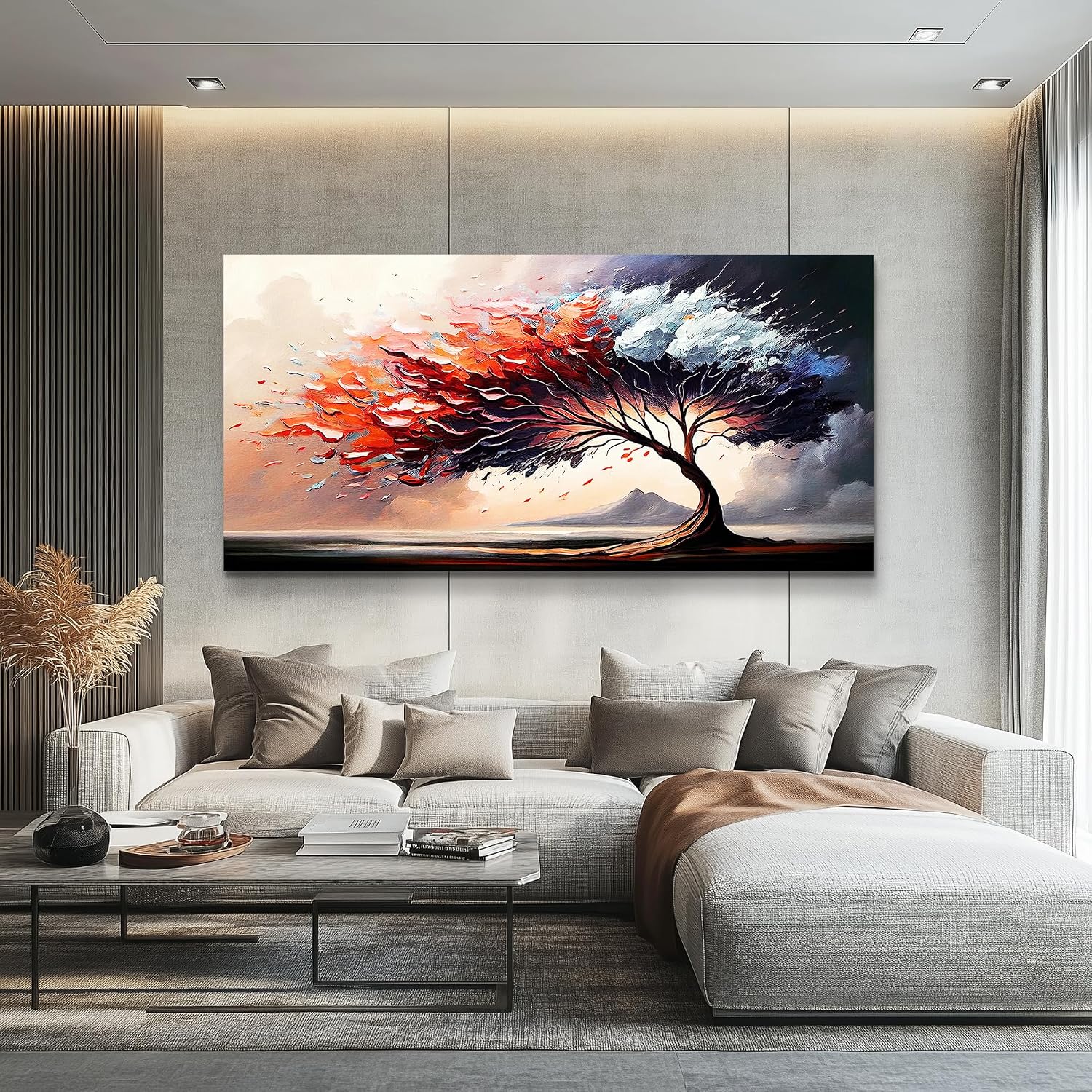 MHARTK66 Wall Decorations For Living Room Large Canvas Wall Art For Bedroom Office Decor Tree Landscape Abstract Wall Paintings Framed Prints Pictures Artwork Modern Hotel Room Home Decor 30x60 In