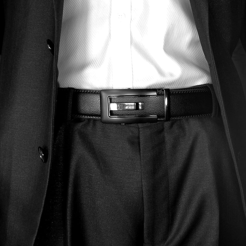 Micro-Adjust Slide Ratchet Genuine Leather Belt Men Dress Pants Shirt Executive Gift.
