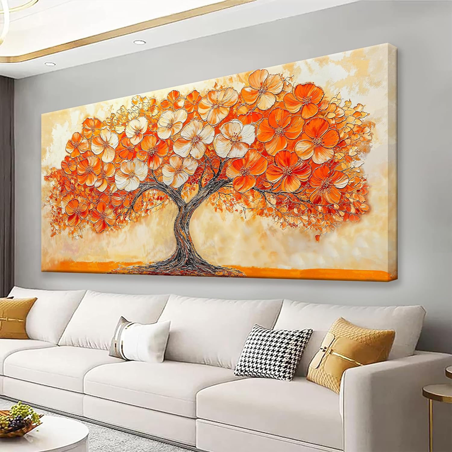 Suconvng Canvas Art Wall Decor Orange Tree Large Wall Art For Living Room Picture Modern Landscape Abstract Artwork Painting Home Wall Decor Bedroom Home Office Prints Artwork 29' X 58'