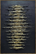 Boiee Art,24x36Inch Handmade Golden Textured Acrylic Canvas Wall Art Modern Black Decorative Paintings Abstract Framed Artwork