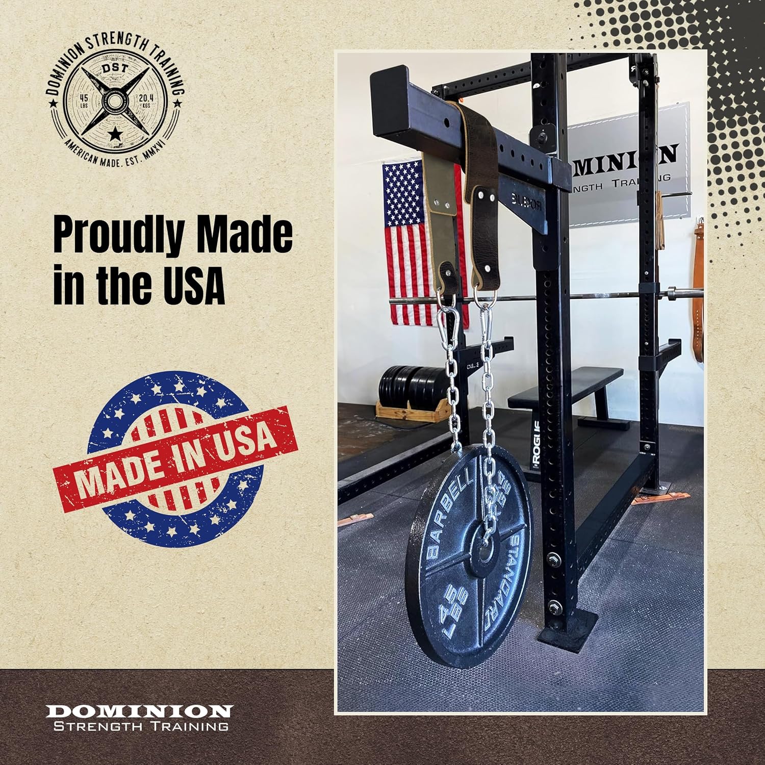 Heavy-Duty Leather Dip Belt with Steel Chain - Ultimate Accessory for Weighted Pullups, Dips, and Progressive Overload