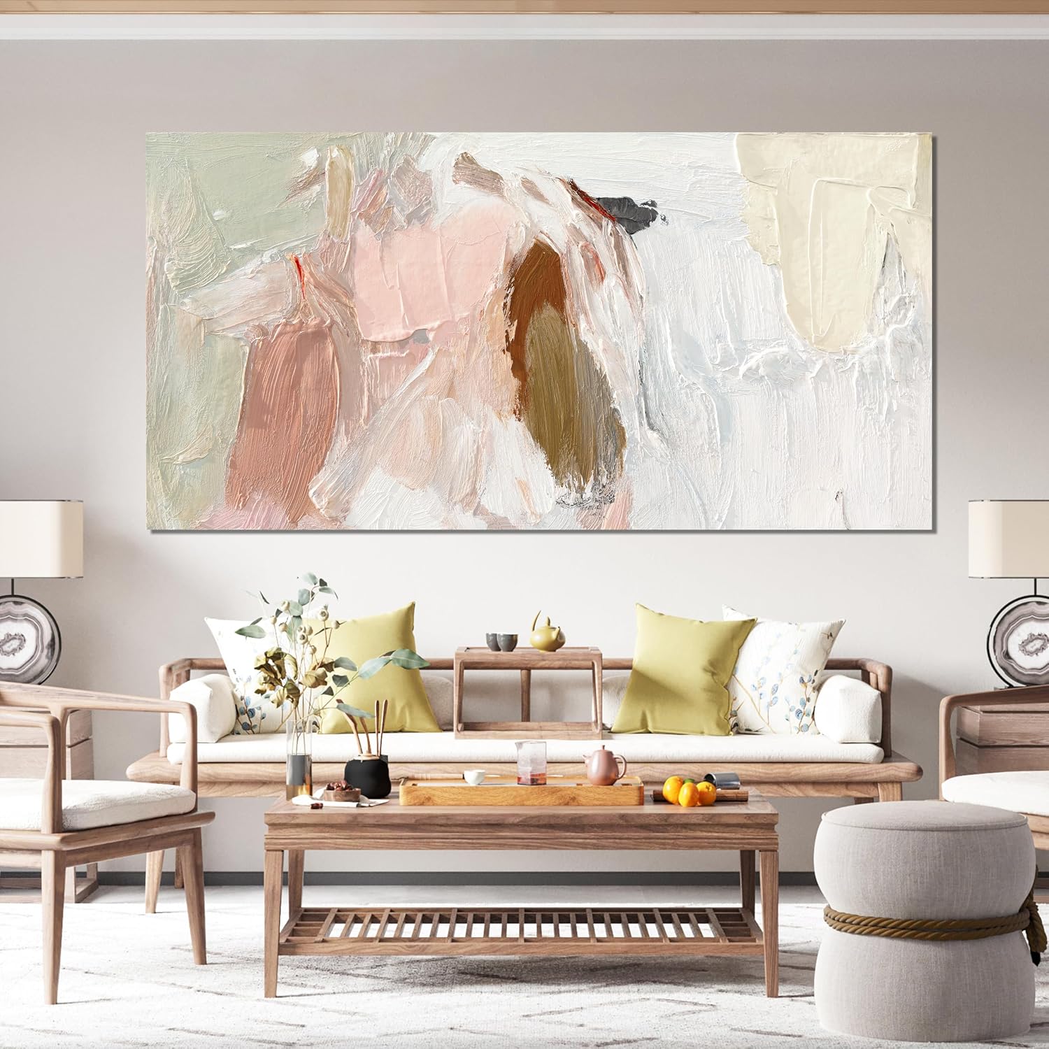Canvas Wall Art Decor Oversized Wall Art Pictures For Living Room Pink and White Wall Art Decor Abstract Art Work Wall Decor Large Abstract Wall Art Prints For Walls Home Office Wall Decoration 39'X78'