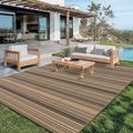 GENIMO Outdoor Rug 10x14 ft Waterproof, Reversible Plastic Straw Patio Rug for RV Camping Mat, Deck, Backyard Balcony Mat - Lightweight & Easy to Clean, BlackBrown