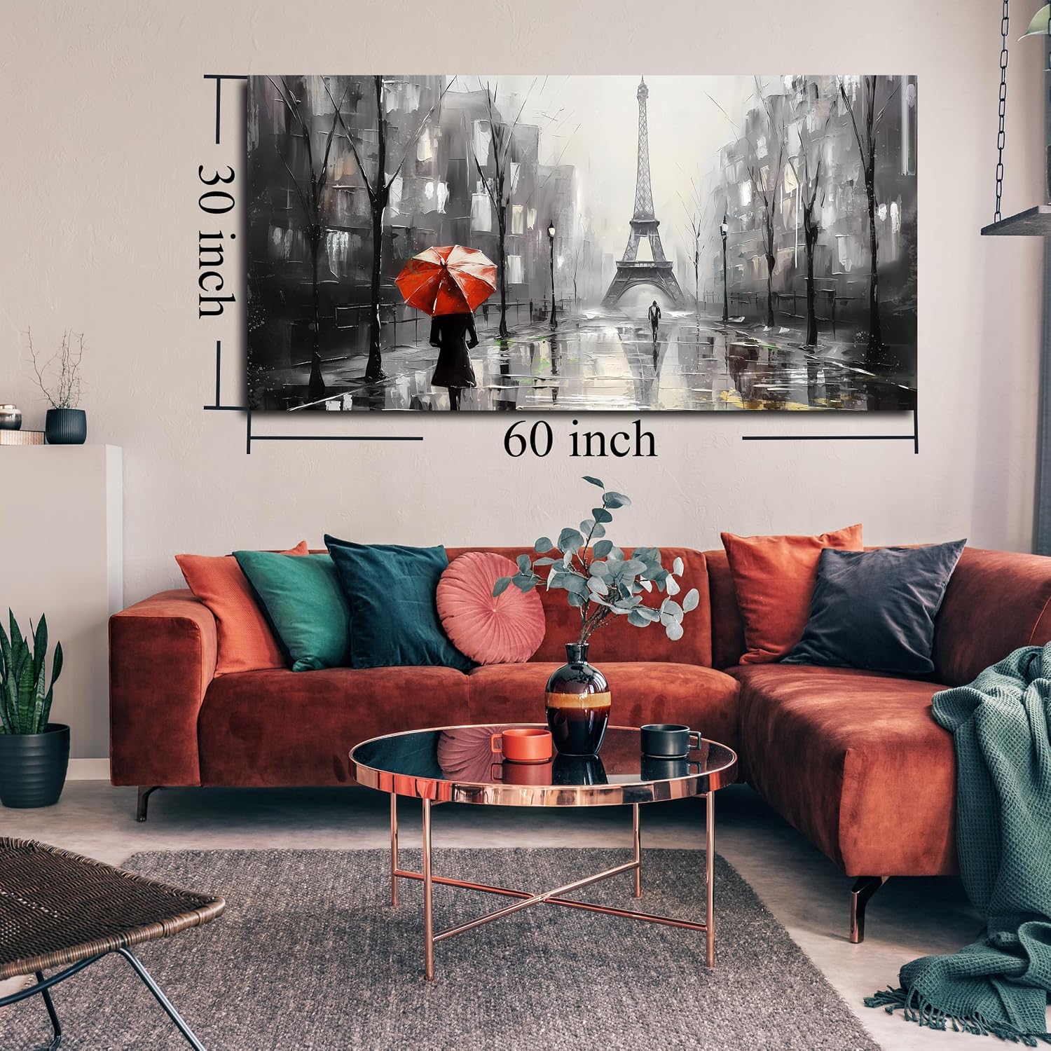 CANEITO Paris Wall Art for Living Room, Eiffel Tower Canvas Wall Decor for Bedroom, Black and White Picture Picture Print for Home Decoration, Large Size 29x59 Inches