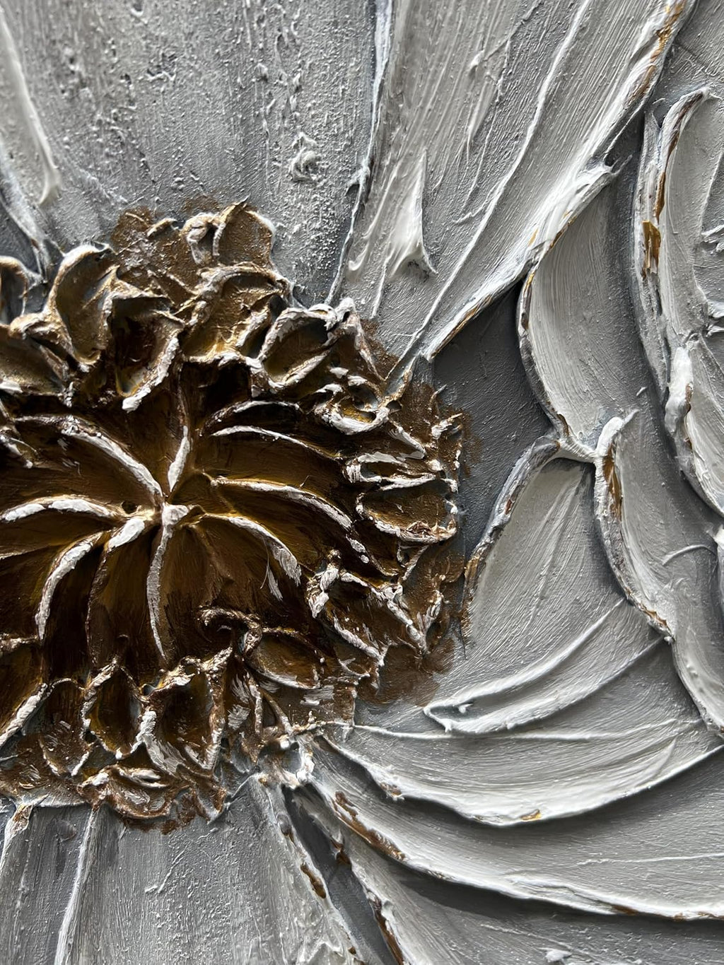 Hand Painted White Flower Texture Art 36x36 Inch Abstract Home Wall Decoration Art