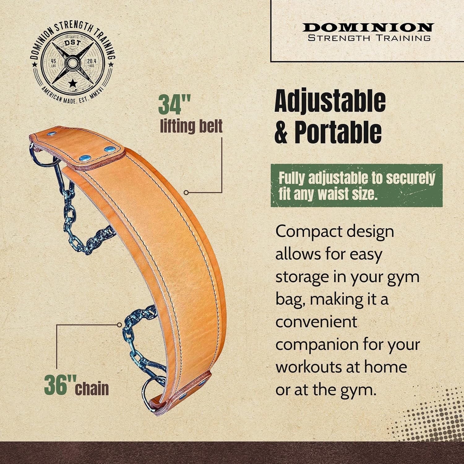 Heavy-Duty Leather Dip Belt with Steel Chain - Ultimate Accessory for Weighted Pullups, Dips, and Progressive Overload