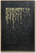 Boiee Art,24x36Inch Hand Painted Golden Textured Acrylic Canvas Paintings Modern Black Decorative Wall Art Abstract Framed Artwork