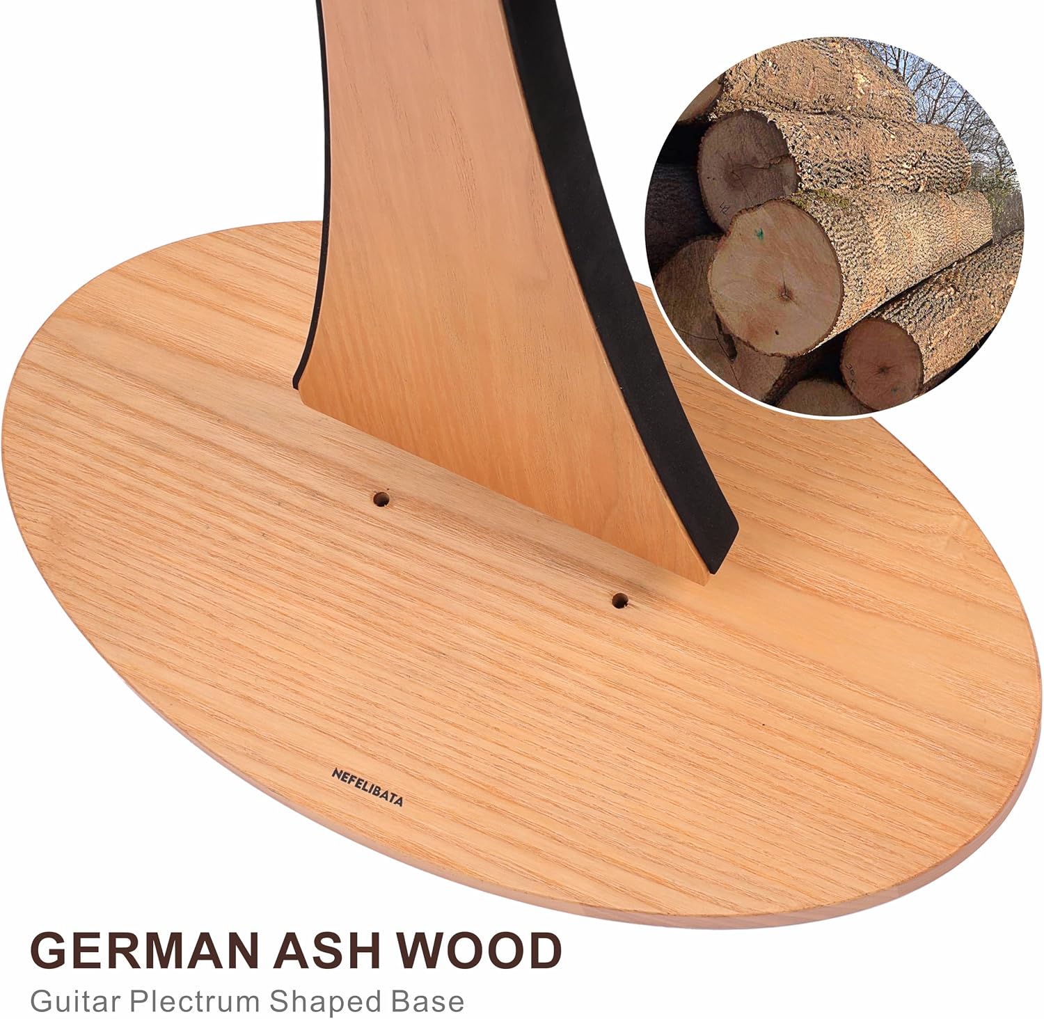 Nefelibata Wooden Guitar Stand, Handmade German Ash Solid Y-shaped Wood Racks Floor Holds 2 Guitars, for Electric Guitars, Acoustic Guitars, Classical Guitars, Banjos, Mandolins(Log)