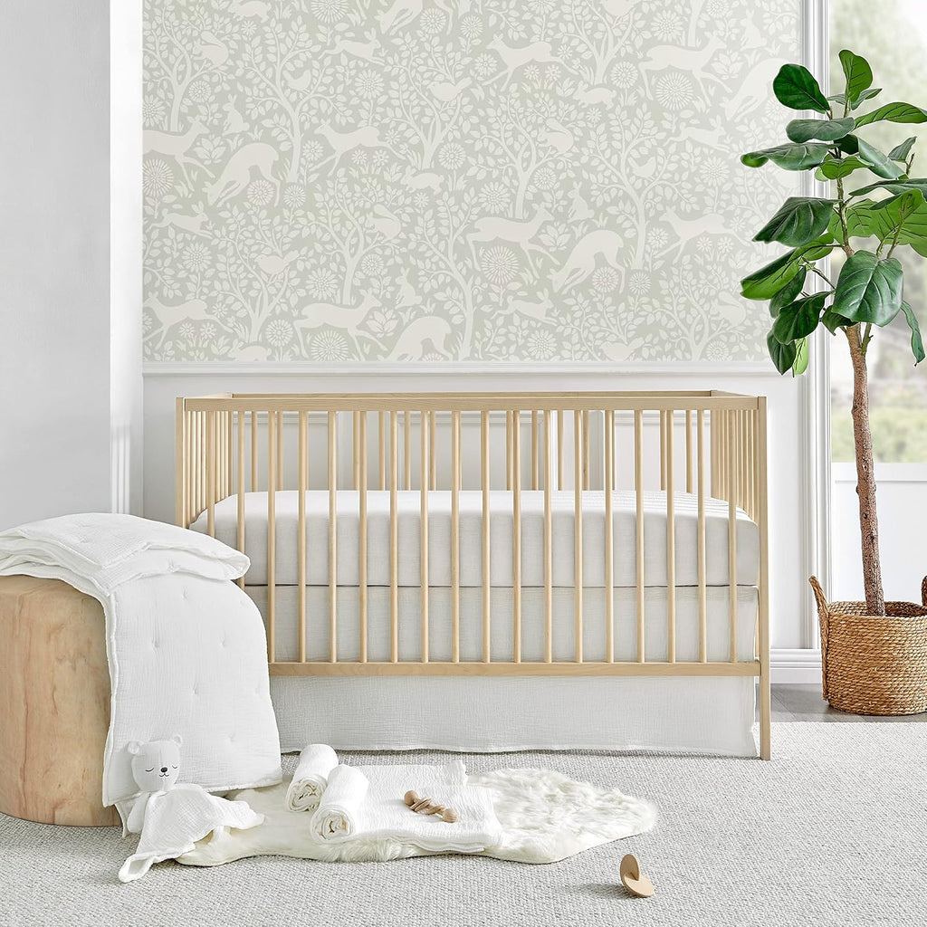 Levtex Baby - Cloud Muslin Sheet Set Crib Fitted Sheet - Fits Standard Crib and Toddler Mattress - Solid - White - Nursery Accessories - 100% Cotton