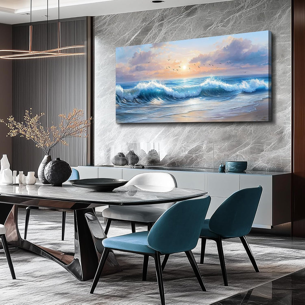 XIGUANGART Large Wall Art for Living Room, Ocean Sunset Landscape Canvas Wall Art Prints, Nature Coastal Wall Decor Beach Prints Paintings, Picture for Bedroom Dining Room Office Wall Decor, 30' x 60'