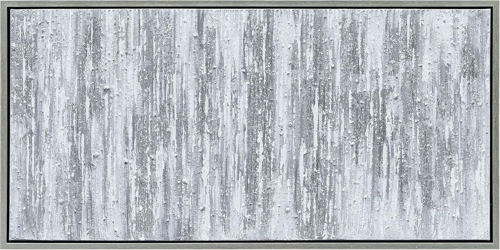 Empire Art Direct Abstract Wall Art Textured Hand Painted Canvas by Martin Edwards, Champagne Frame, 24' x 48', Silver Frequency