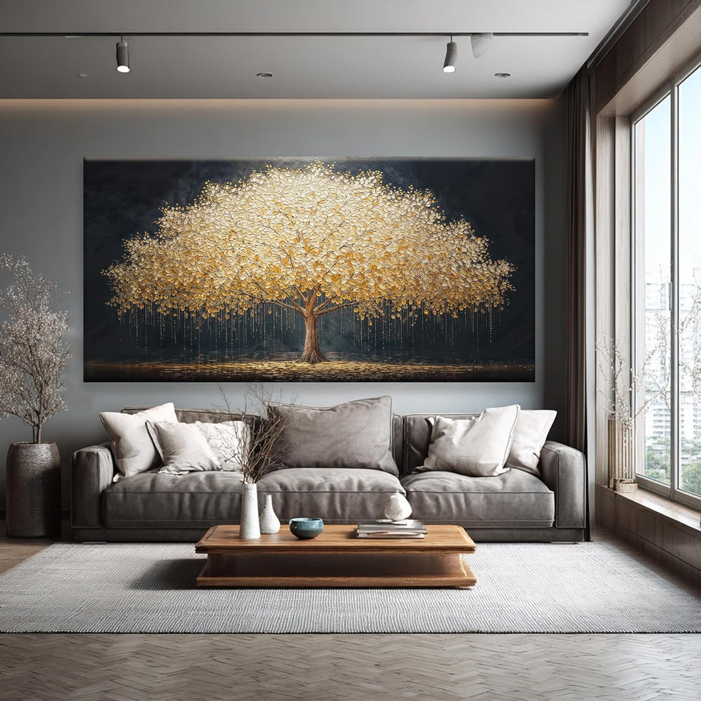 Tsomzxng Large Wall Art Prints Gold Tree Of Life Artwork Canvas Art Wall Decor Painting Prints Gold Tree Large Abstract Wall Decor Picture For Living Room Bedroom Home Office Artwork 39'X 78'