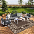 GENIMO Outdoor Rug Waterproof for Patio Decor, 10'x10' Foldable Reversible Plastic Straw Carpet, Outside Area Mat for Rv, Deck, Picnic, Porch, Camper, Balcony, Beach, Coffee & Beige