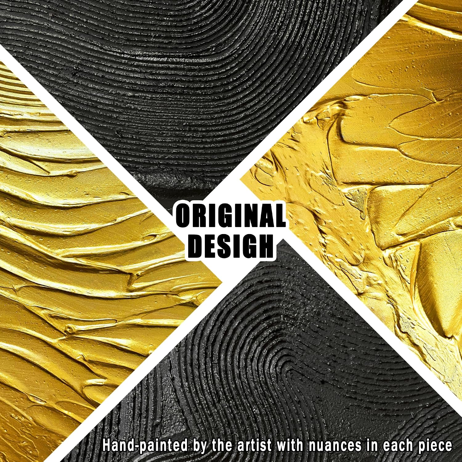 Black and Gold Abstract Pictures Wall Decor Office Modern Painting Wall Art for Bedroom Extra Large Wall Art for Living Room Size 36 x 72 Inch