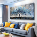 MHARTK66 Farmhouse Wall Art For Bedroom Large Canvas Wall Decor For Living Room Blue Tree Landscape Wall Pictures Artwork Stretched and Framed Canvas Paintings Ready to Hang for Office Home Decor