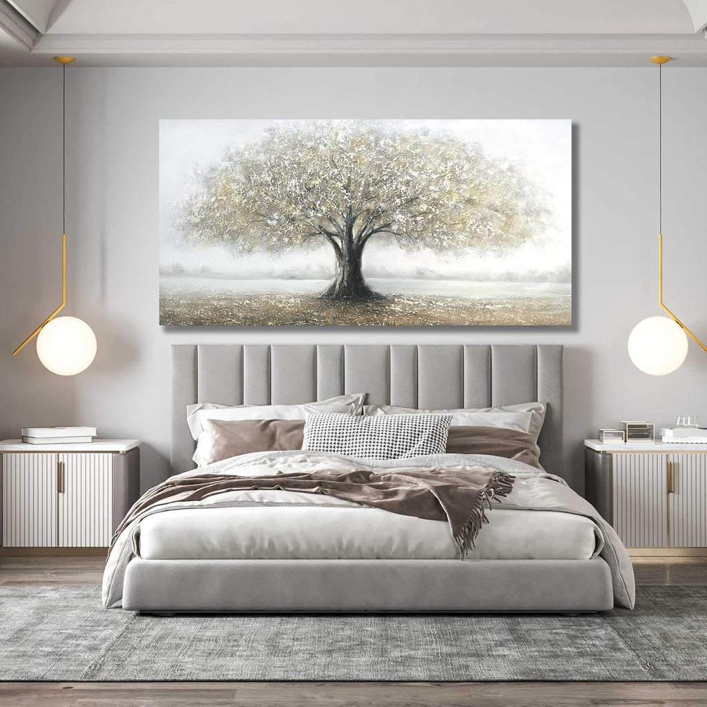 Yuaxker Tree of Life Wall Decor Gold Wall Art Large Landscape Art Modern Minimalist Canvas Painting for Living Room Bedroom Dining Room Office Home Decor 30x60 Inch