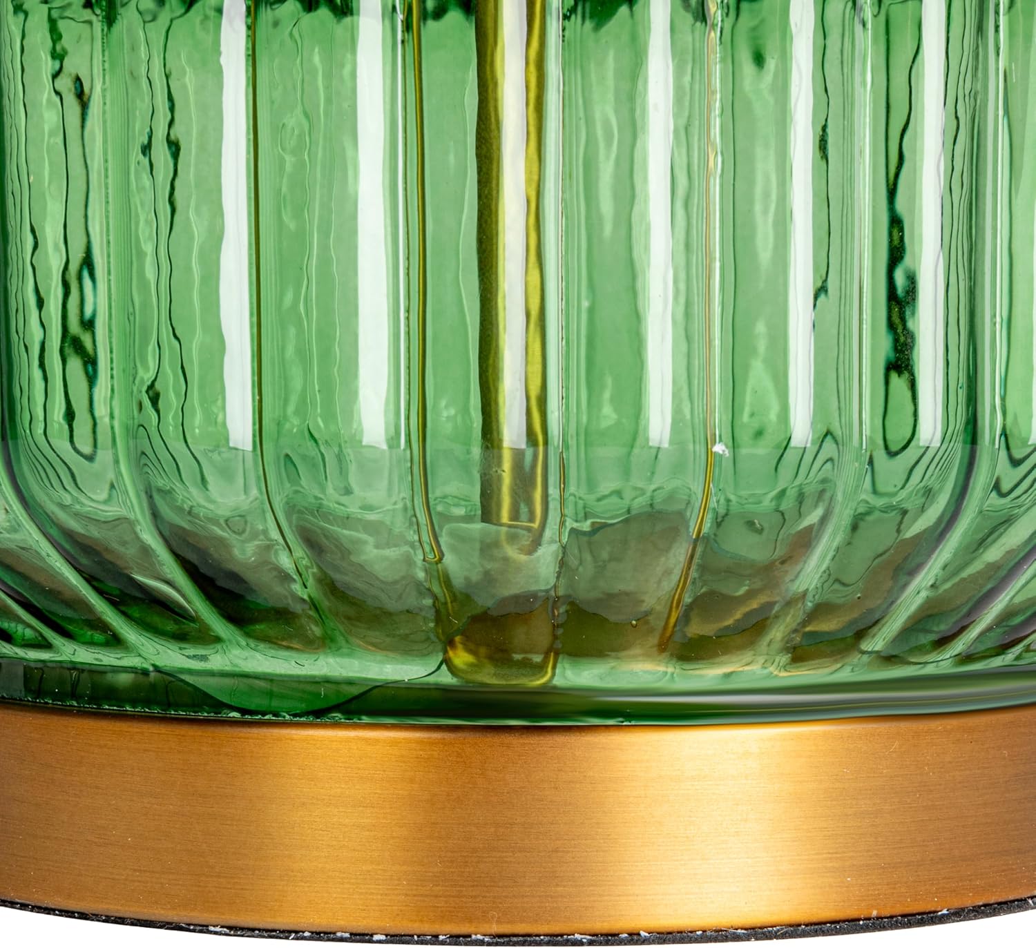 Creative Co-Op Ribbed Glass Table Lamp with Tapered Drum Shade, Green
