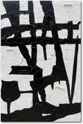 NANKAI Hand-Painted Black and White Wall Art Minimalist Black and White Abstract Painting Large Oil on Canvas Texture Wall Art 45x30 inches