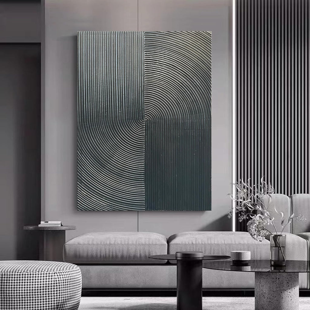 NANKAI Hand Painted Abstract Modern Oil Painting 40x28 Inch Black Texture Contemporary Wall Art Minimalist Frame Artwork for Wall Decoration