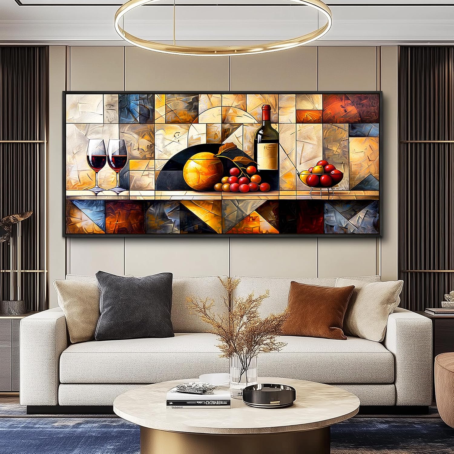 QIYILEXWART Canvas Wall Art For Living Room Large Wall Decor For Office Kitchen Decorations Wine Glass Landscape Pictures Farmhouse Painting Artwork Room Wall Mural Aesthetic Home Decor 32x72 In