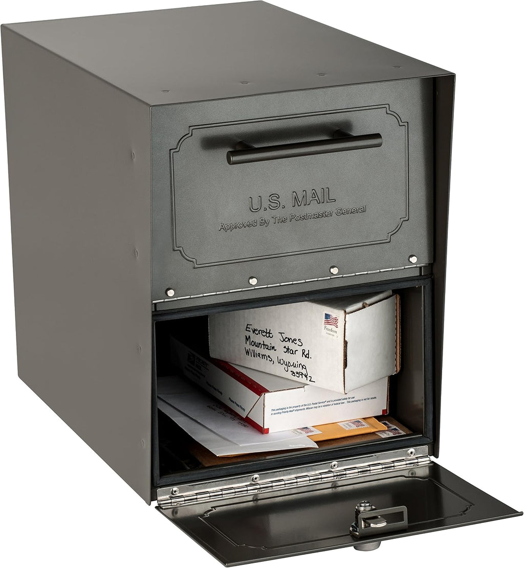 Architectural Mailboxes 6200Z-10 Oasis Classic Locking Post Mount Mailbox, 18' D x 11.5' W x 14' H,Graphite Bronze & Mail Boss 7121, Black In-Ground Mounting Post, 43 x 4 x 4 inches