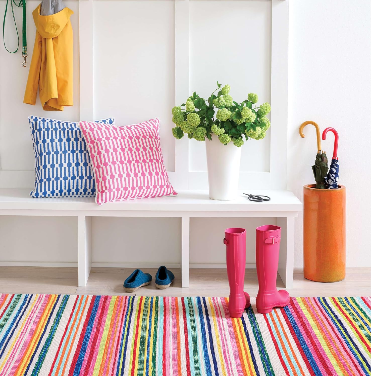 Dash and Albert Bright Stripe Indoor/Outdoor Area Rug - Runner - 2.5' x 8' Multi - Striped Handwoven Washable Accent Rug - Durable, Lightweight, Fade Resistant, High Traffic Areas Sunroom, Kitchen