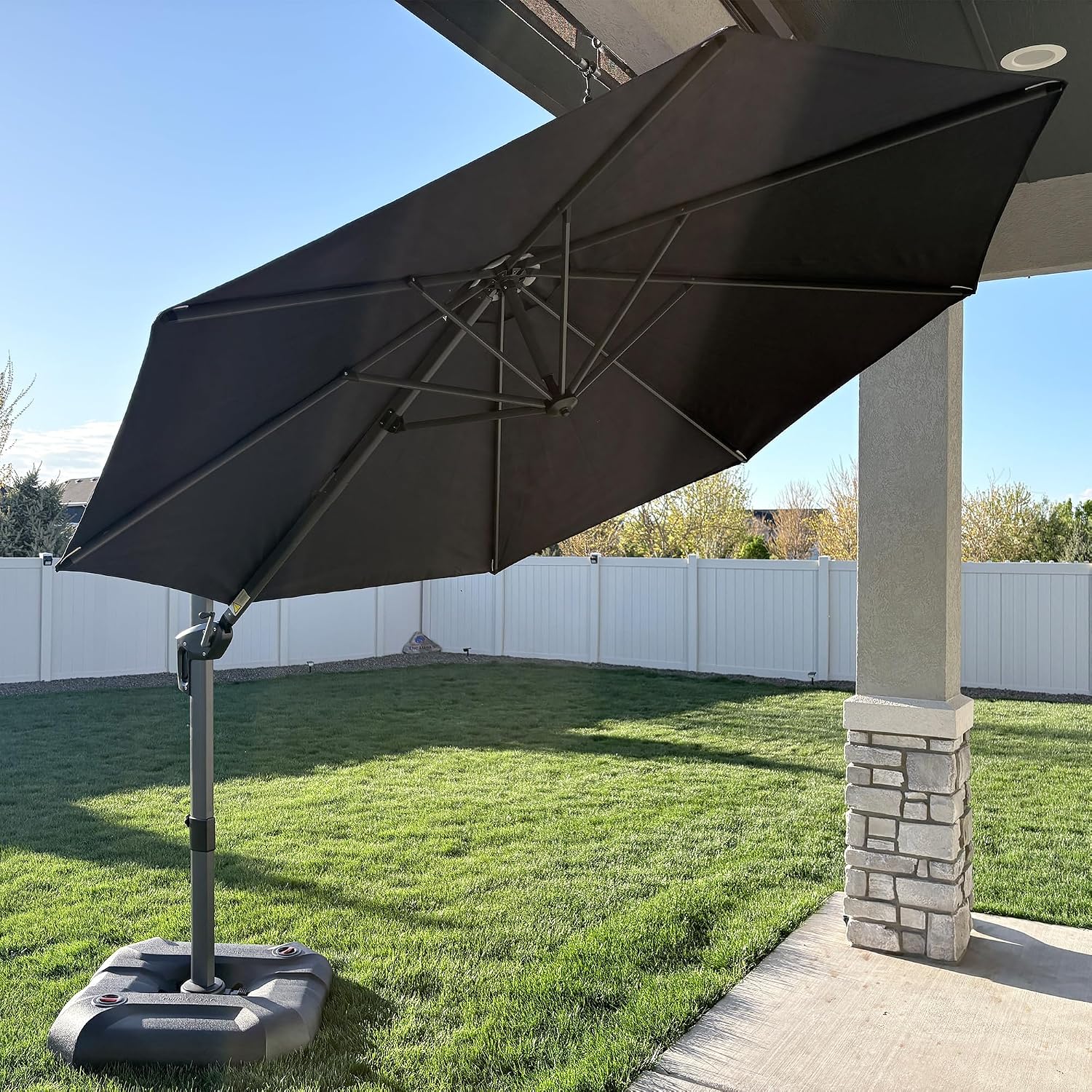 PURPLE LEAF 10 Feet Patio Umbrella Outdoor Cantilever Round Umbrella Aluminum Offset Umbrella with 360-degree Rotation for Garden Deck Pool Patio, Navy Blue