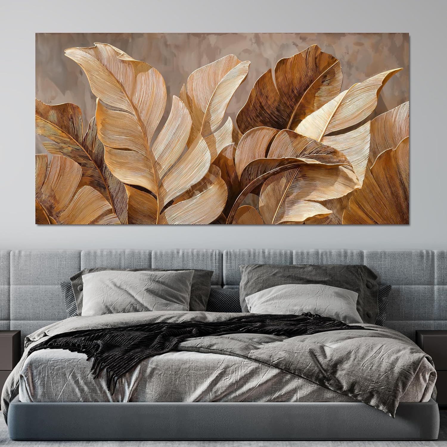 Canvas Wall Art Decor Wall Art Pictures for Living Room Botanical Oversized Wall Art paintings Artwork for Wall Decor Brown Modern Wall Art Decor Artwork for walls Bedroom Office Wall Decor 29' X 58'