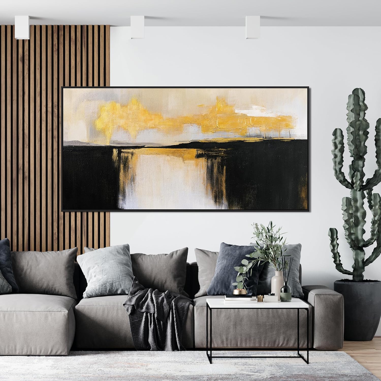 Canvas Wall Art Decor Large Framed Wall Art Decorations Wall Art Pictures For Living Room Abstract Black and Gold Wall Art Prints Abstract Canvas Art Wall Decor Bedroom Office Decor 29' x 58'