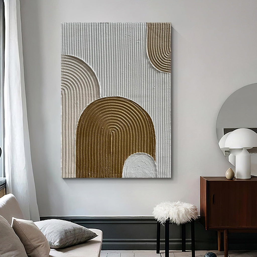 Abstract Oil Painting, 40x28 Inches, Brown and White, Textured, Hand Painted, Wall Mounted, Living Room, Bedroom, Kitchen, Office Decor