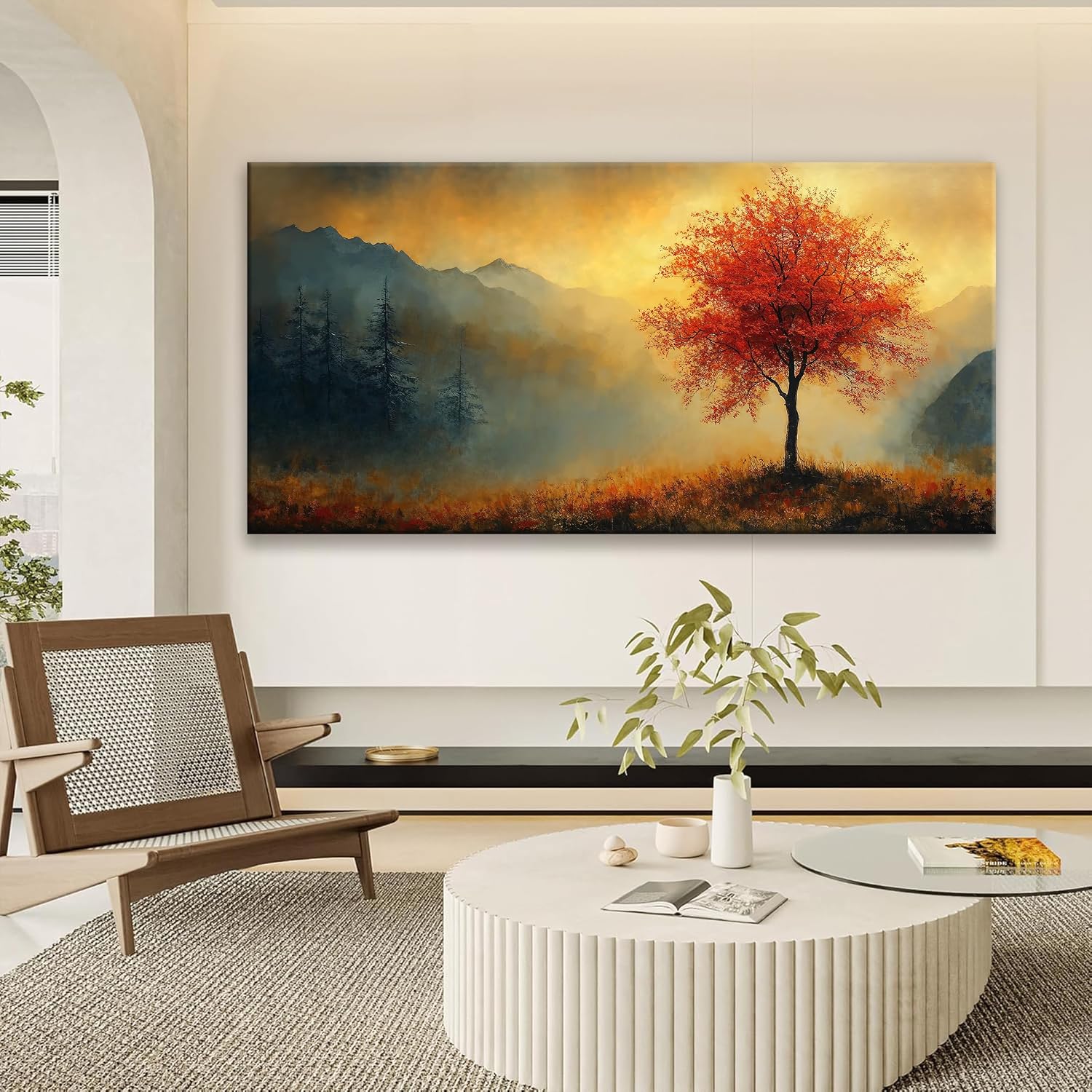 Suconvng Wall Art For Living Room Prints Tree Of Life Gold Landscape Canvas Art Wall Decor Large Wall Art Print Painting Picture For Bedroom Hotel Aesthetic Home Decor Artwork 29 X 58 Inch