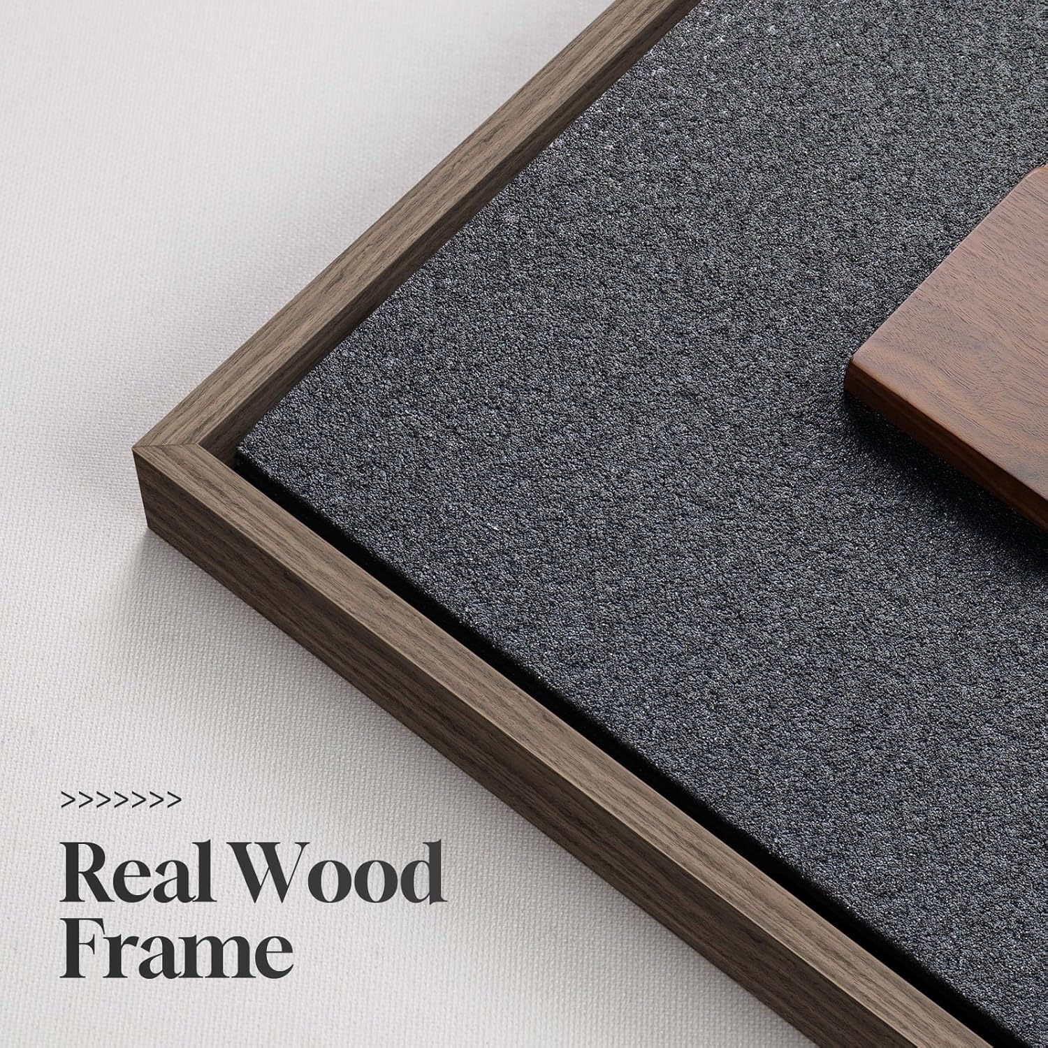 Framed 3D Textured Wood Wall Art, Modern Minimalist Black Painting Artwork for Walls, Vintage Geometric Natural Wooden Wall Art Decor for Living Room, Hallway, Dining Room, Bedroom, Office, 24x24