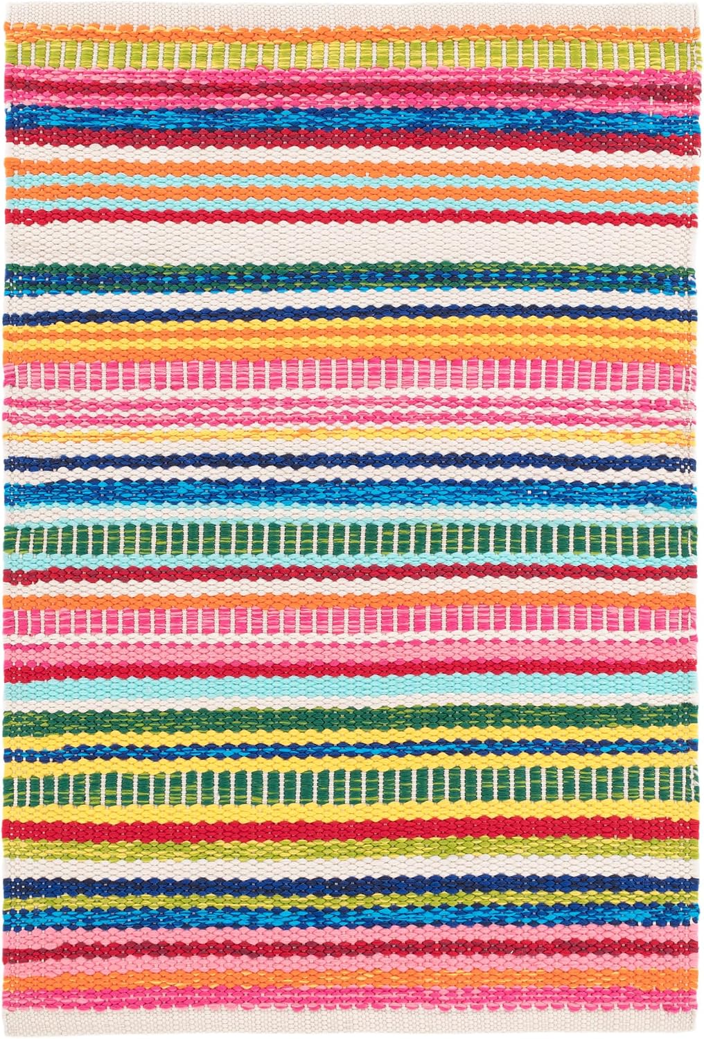 Dash & Albert Bright Stripe Handwoven Indoor/Outdoor Rug, 7.5 X 9.5 Feet, Multicolored Stripe Pattern