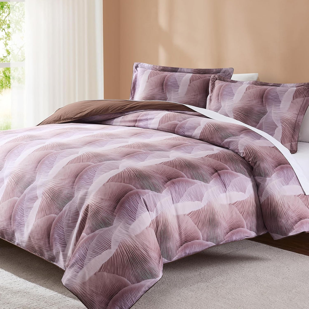 Lush Decor x Chuks Collins Mycelium Dream Duvet Cover 3 Piece Set Queen Dusty Pink - Cotton Duvet Cover Queen - Purple Bedding Set - Pink Duvet - Luxury Bedding