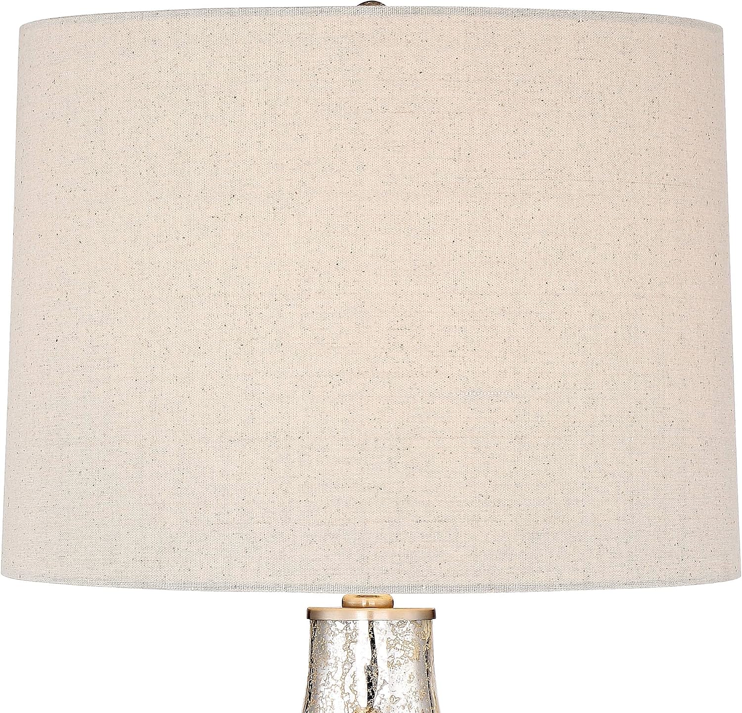 360 Lighting Waylon Modern Table Lamp with Clear Round Riser 29 1/2' Tall Mercury Glass Dimpled Textured Off White Drum Shade for Bedroom Living Room House Bedside Nightstand Office Family