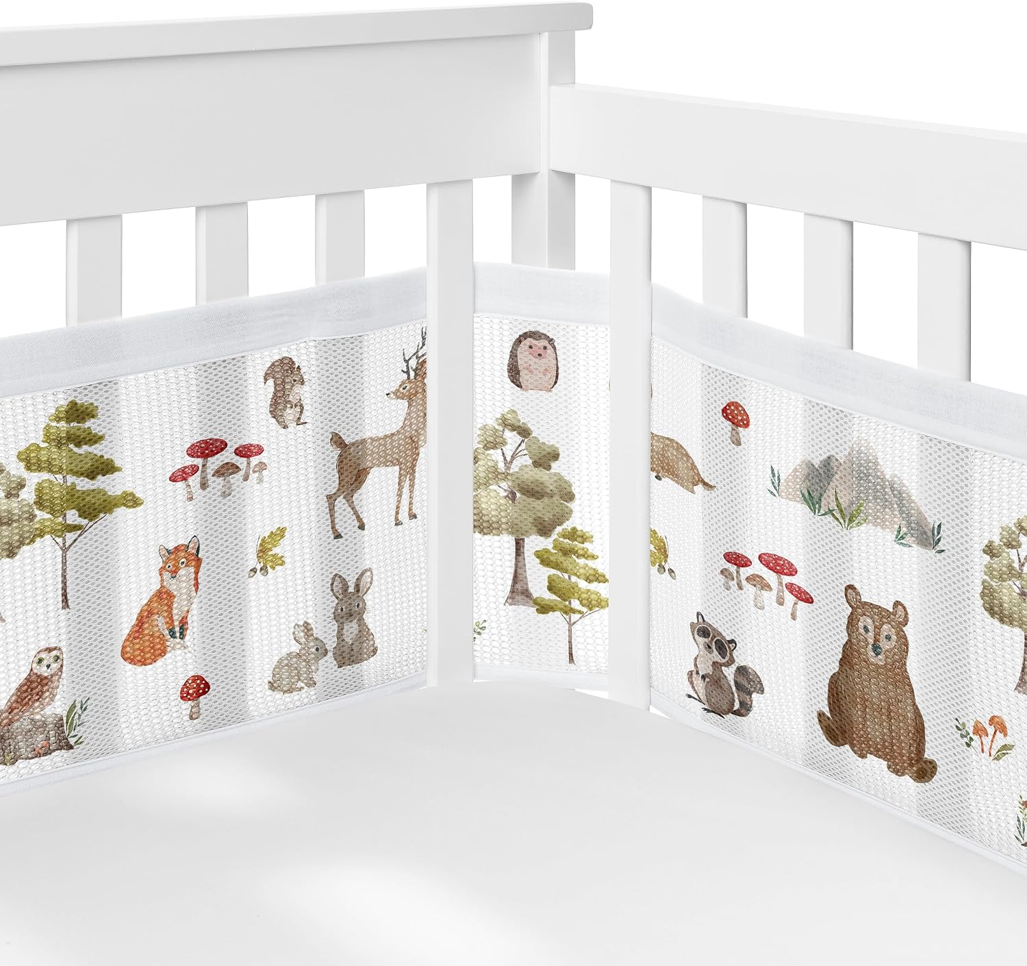 Sweet Jojo Designs 6-Piece Baby Crib Bedding Set (Woodland Animals) for Boys or Girls, Infants/Nursery incl. Blanket, Fitted Sheet, Skirt, Mesh Liner, Diaper Stacker (Neutral, Forest Animal, Hedgehog)