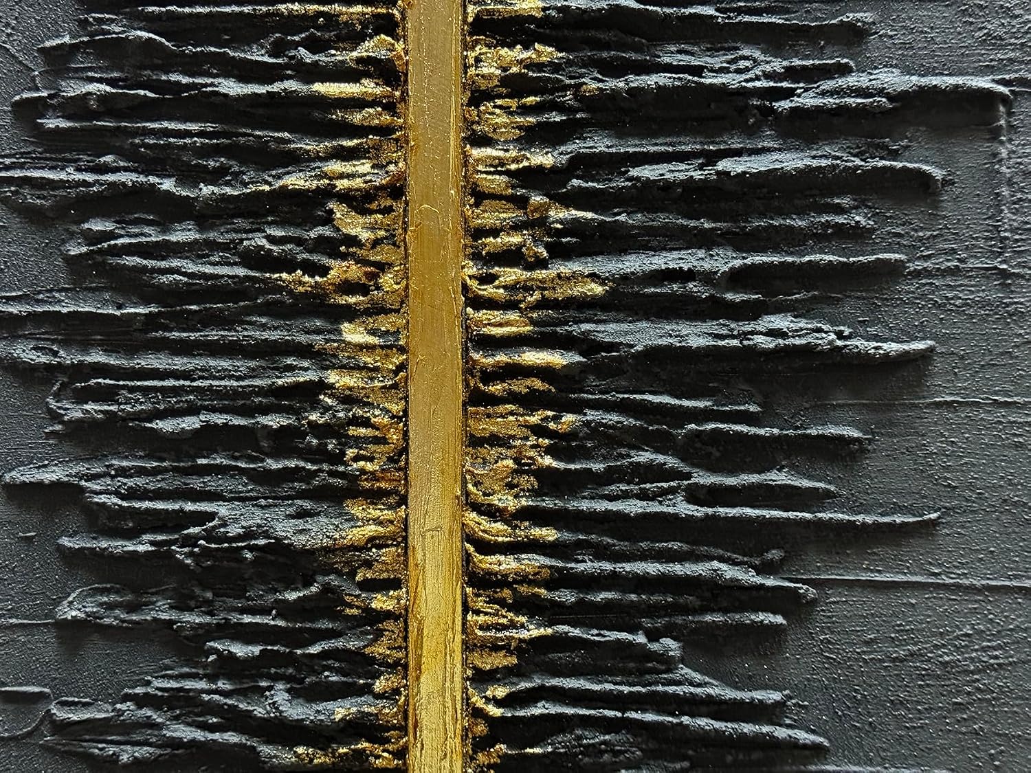 Boiee Art,24x36Inch Framed Hand Painted Abstract Artwork Textured Vertical Wall Art in Dark Charcoal Grey Gold Acrylic Painting