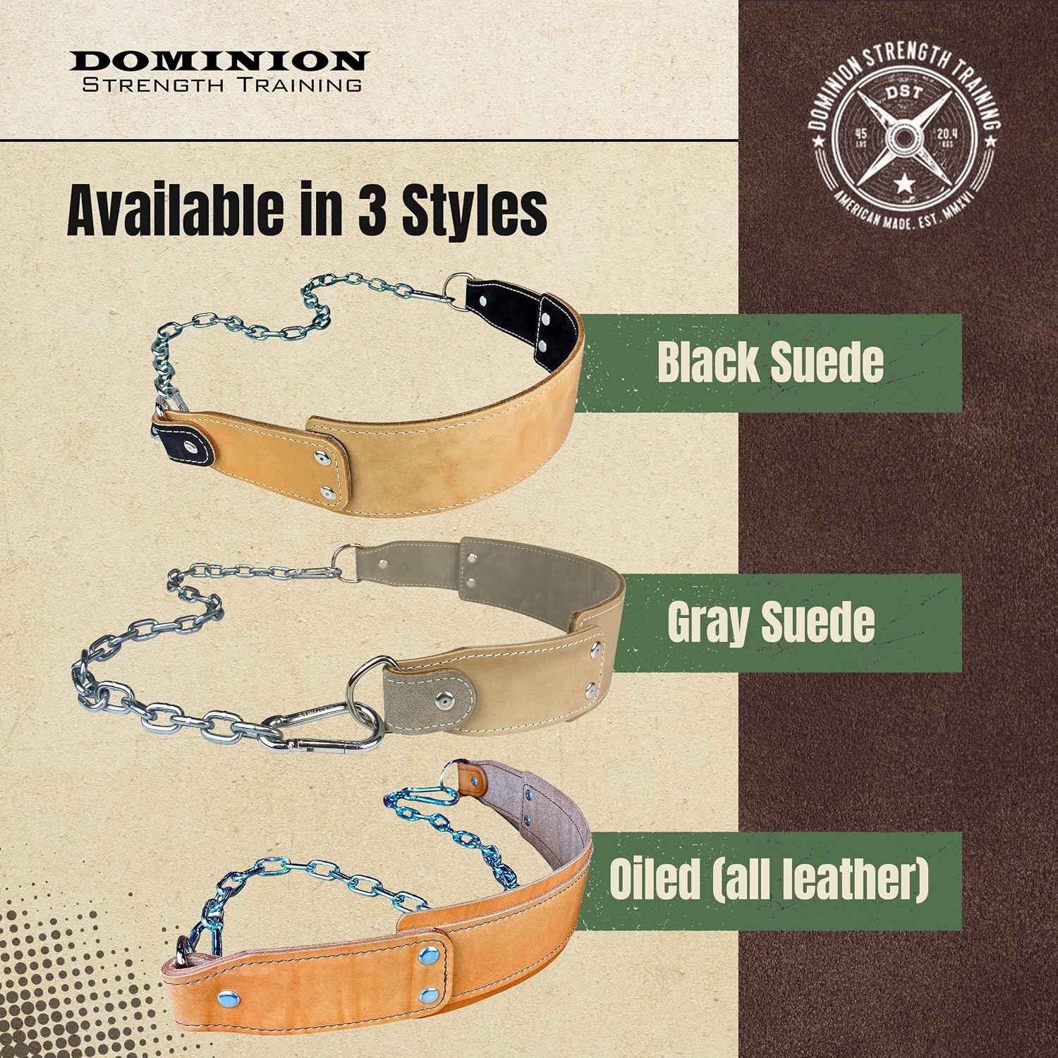 Heavy-Duty Leather Dip Belt with Steel Chain - Ultimate Accessory for Weighted Pullups, Dips, and Progressive Overload