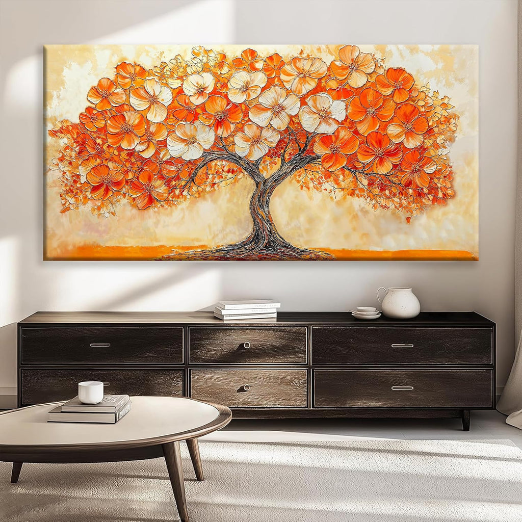 Suconvng Canvas Art Wall Decor Orange Tree Large Wall Art For Living Room Picture Modern Landscape Abstract Artwork Painting Home Wall Decor Bedroom Home Office Prints Artwork 29' X 58'