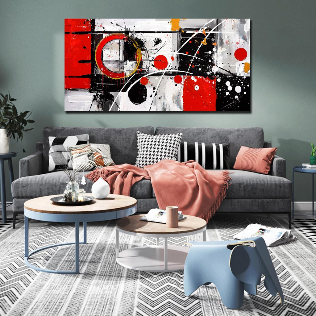 Alsingbago Large Abstract Canvas Wall Art for Living Room Bedroom Home Office Red Grey Black Abstract Canvas Prints Modern Wall Decor Ready to Hang Size 30x60