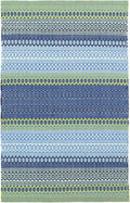 Dash & Albert Fiesta Stripe French Blue/Green Handwoven Indoor/Outdoor Rug, 2.5 X 12 Feet, Multicolored Stripe Pattern