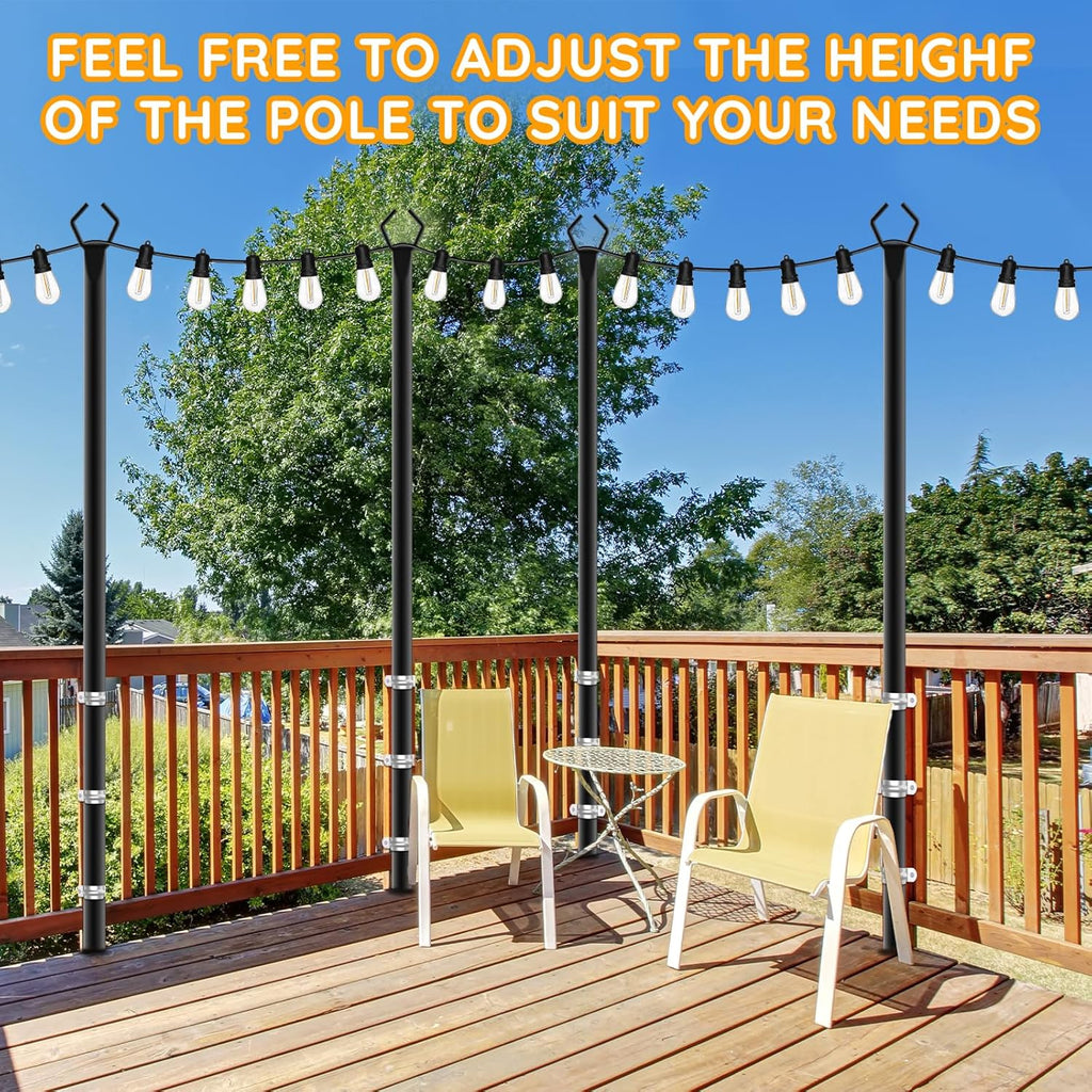 AHRLHR 10 Pack String Light Poles,Poles for Outdoor String lights10 Ft Metal Poles with Fork for Outdoor String Lights,Outdoor Light Poles with Fork,Patio,Deck,Backyard