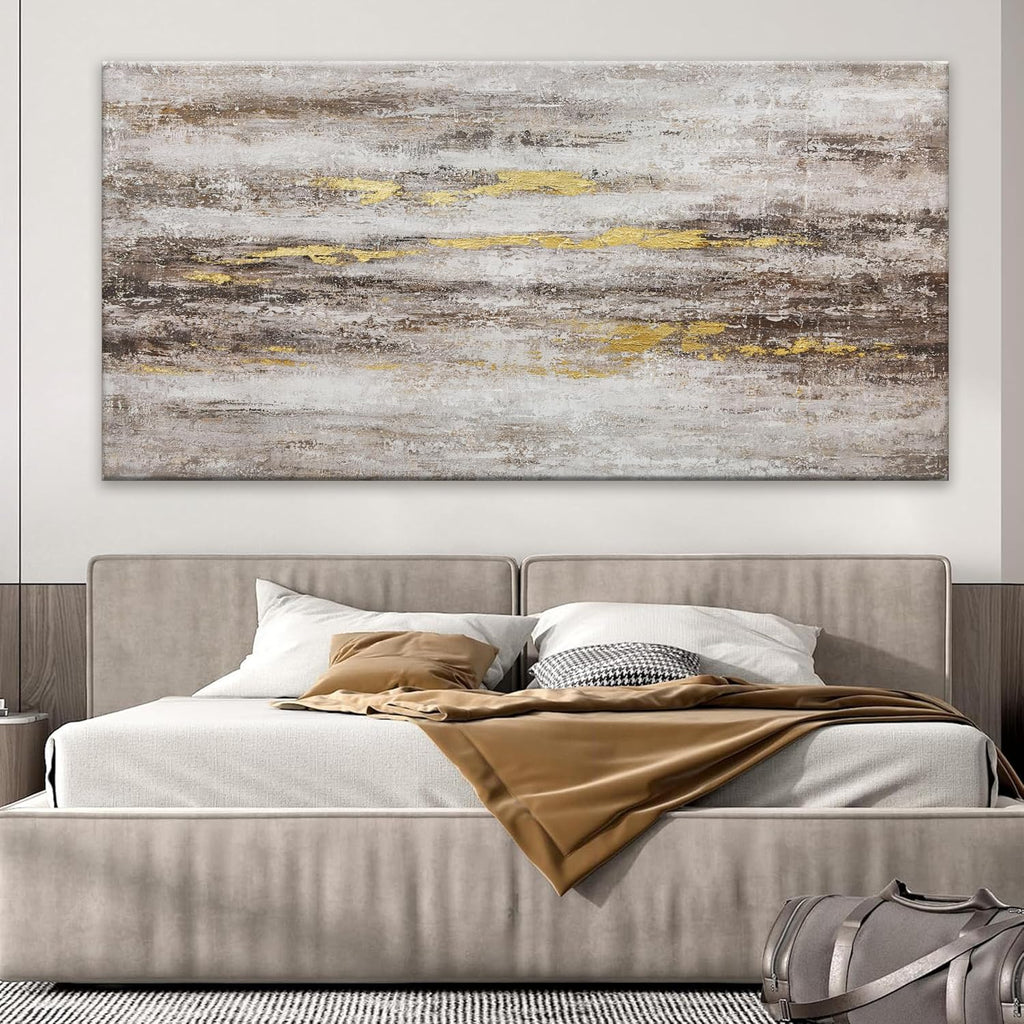 YISXINOAG Large Abstract Wall Art For Living Room Brown And White Wall Art Eclectic Decor Artwork Canvas Art Wall Decor For Dinning Room Bedroom Hotel Office Kitchen Ready To Hang 29x58 In