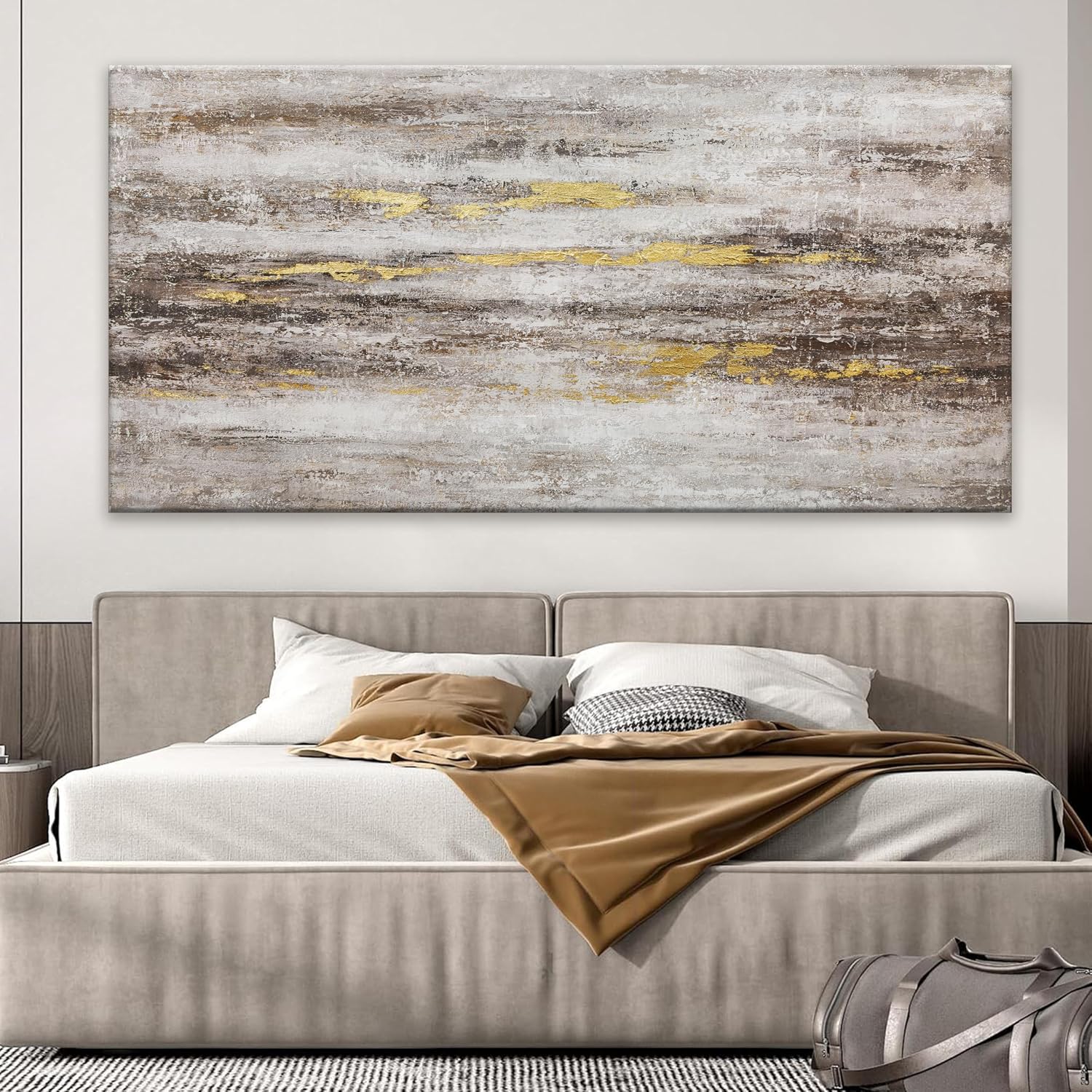 YISXINOAG Large Abstract Wall Art For Living Room Brown And White Wall Art Eclectic Decor Artwork Canvas Art Wall Decor For Dinning Room Bedroom Hotel Office Kitchen Ready To Hang 29x58 In