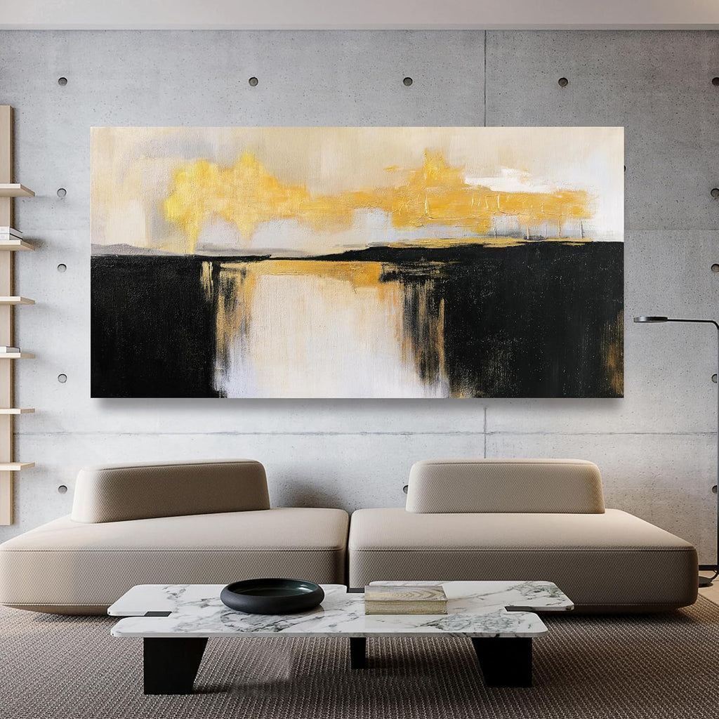 Canvas Wall Art Decor Large Wall Art Pictures For Living Room Black and Gold Wall Art Decor Abstract Art Work Black and White Abstract Wall Art Prints for Bedroom Office Kitchen Wall Decor 29' x 58'