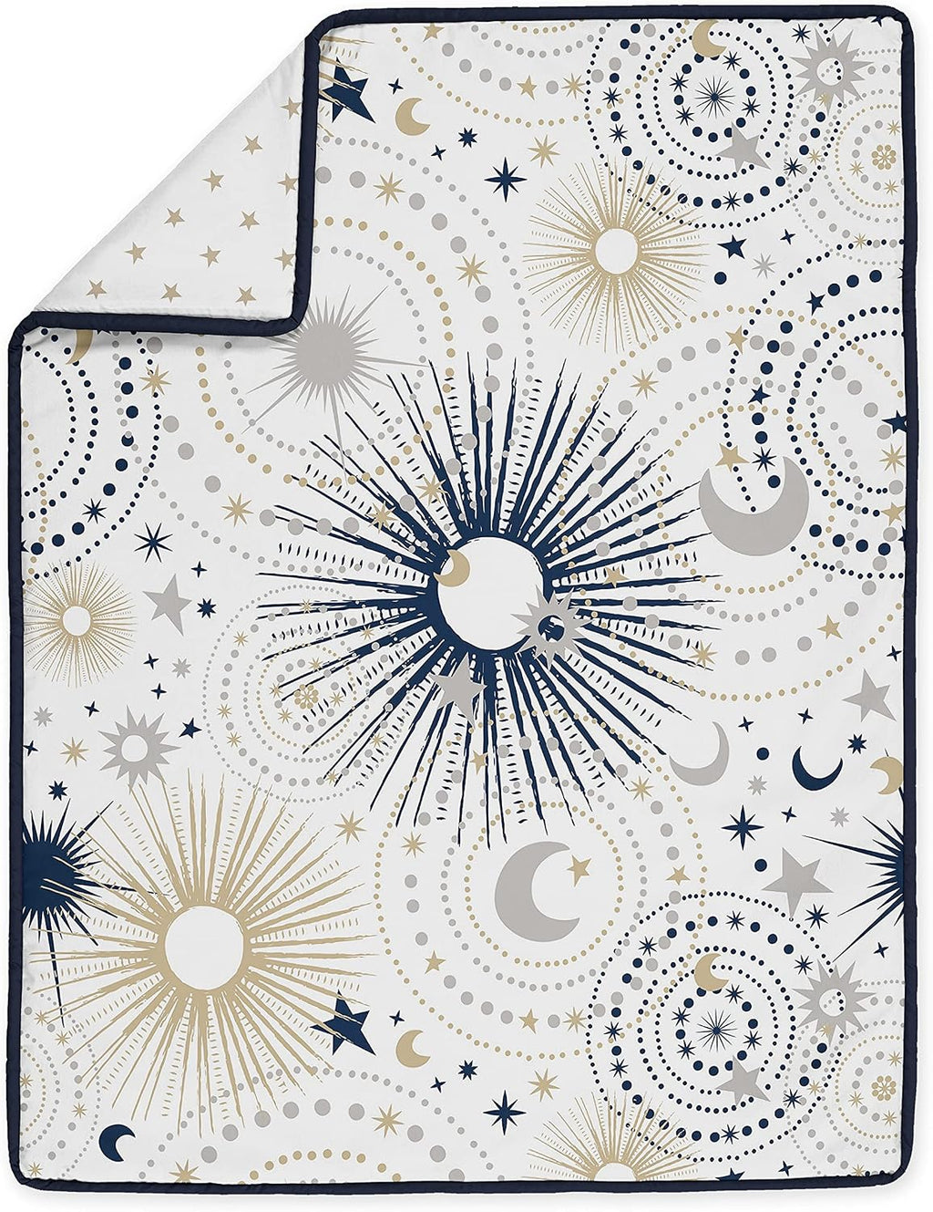 Sweet Jojo Designs Navy Blue Star Moon Boy Girl Gender Neutral Baby Crib Bedding Set Infant Nursery Room BreathableBaby Breathable Mesh Crib Liner Blanket Fitted Sheet Skirt 6p Celestial Shabby Chic