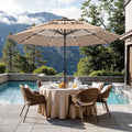 Sophia & William 10ft Patio Umbrellas 3-Tier Umbrella Outdoor Patio Umbrellas with Lights Vented Top 24 LED lights Adjustable Tilt for Pool Garden Backyard, Mixed Beige