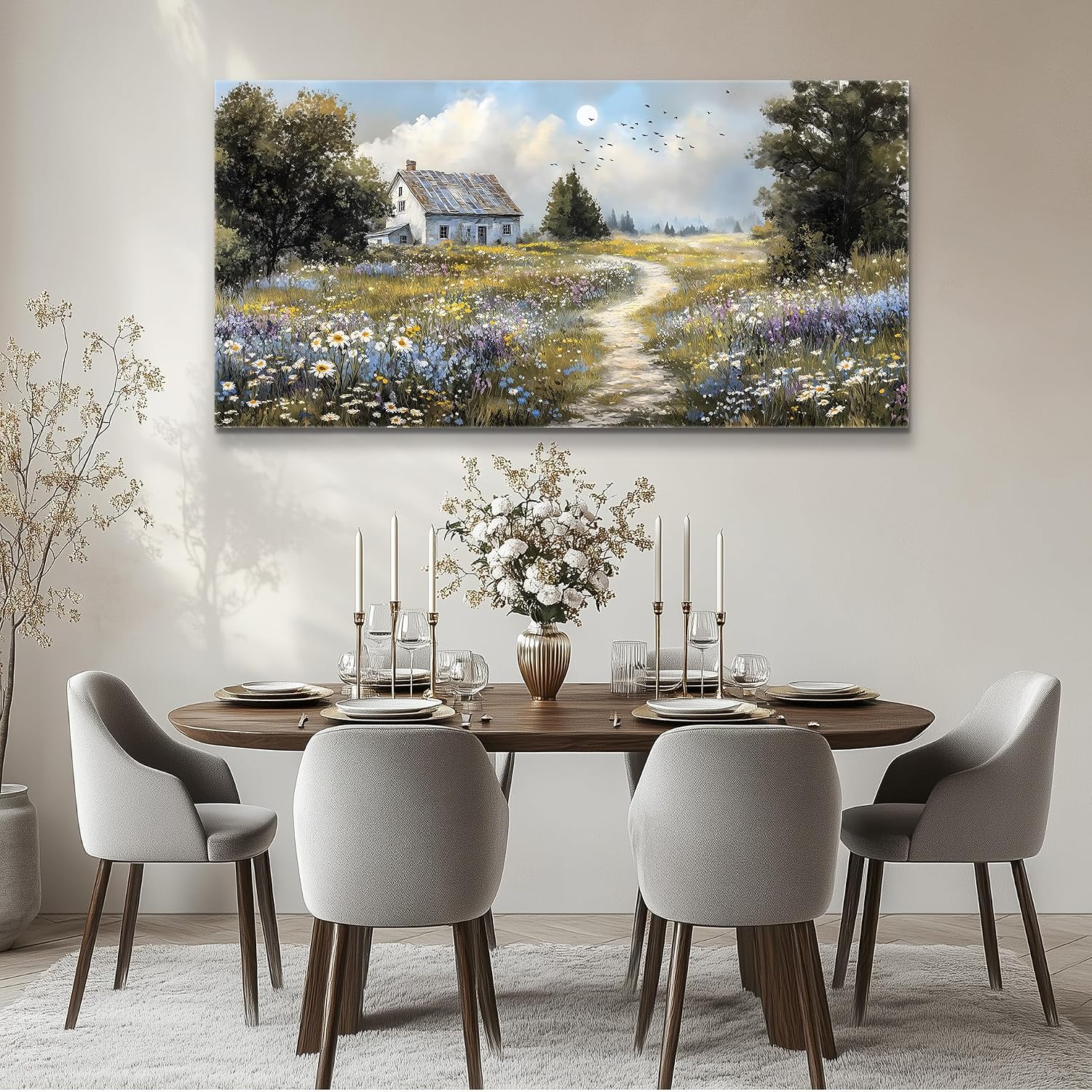 FUHAIHUA Canvas Wall Art For Living Room Large Wall Decor For Office Bedroom Decorations Farmhouse Landscape Pictures Countryside Painting Artwork Room Wall Mural Aesthetic Home Decor 30x60 In