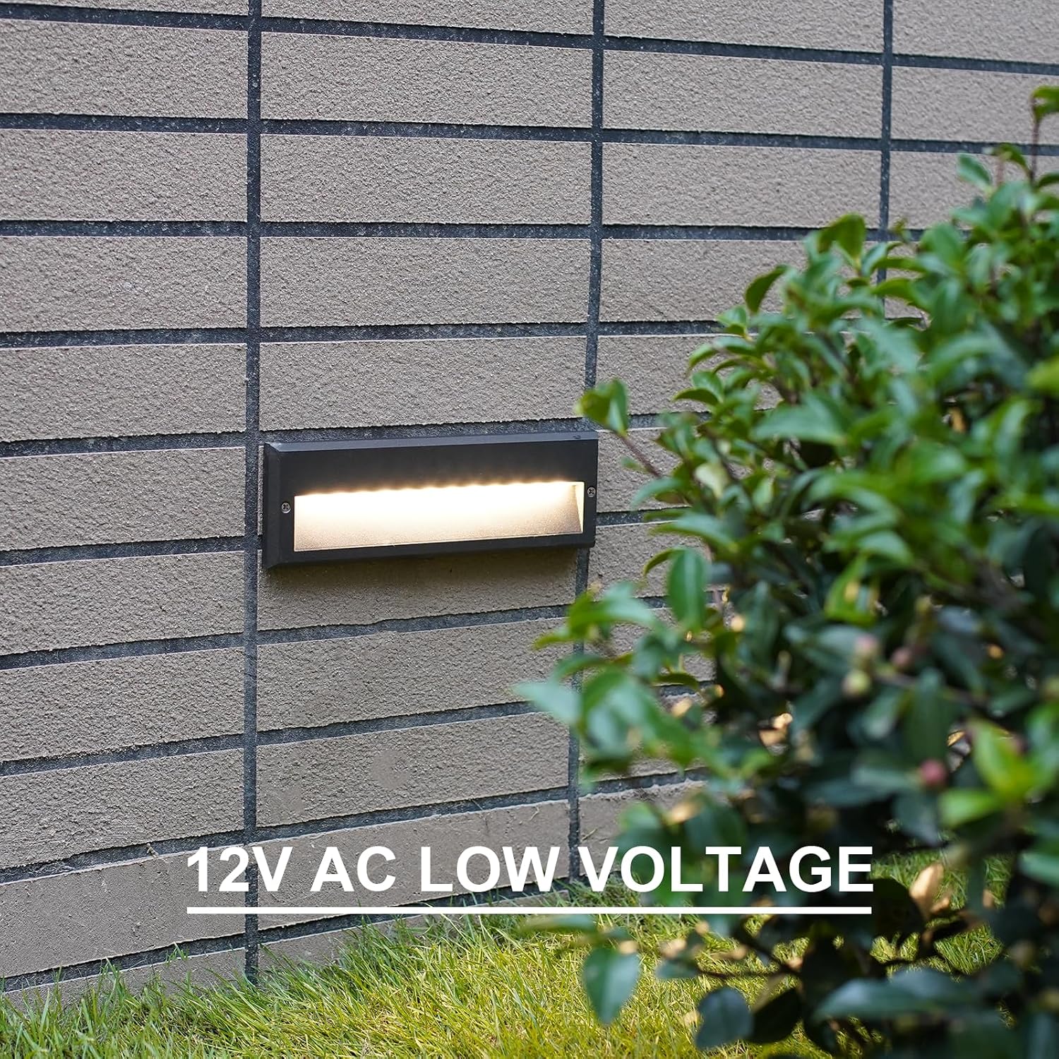 GOODSMANN Low Voltage Step Lights Kits 10.6 Inch Outdoor 12V AC Landscape Stair Lights Wired 8PK 6W LED Electric Outdoor Deck Lighting Black Metal 122 Lumens 3000K Warm White with Cable Connectors